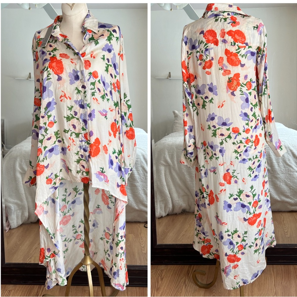 Bl^nk London Jeni Floral High Low Top New With Tags